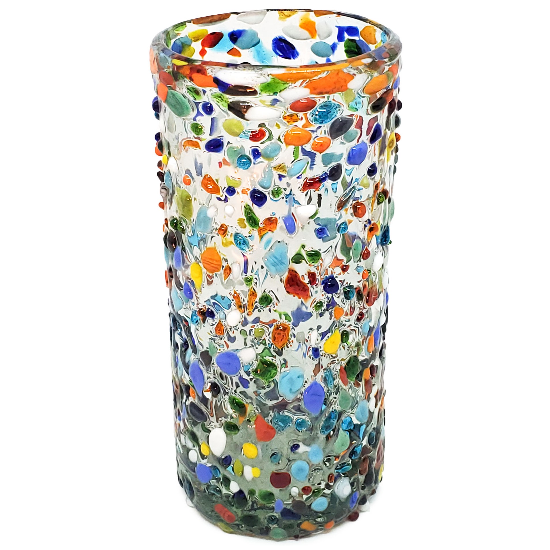 VIDRIO SOPLADO / Juego de 6 vasos Jumbo 20oz Confeti granizado, 20 oz, Vidrio Reciclado, Libre de Plomo y Toxinas